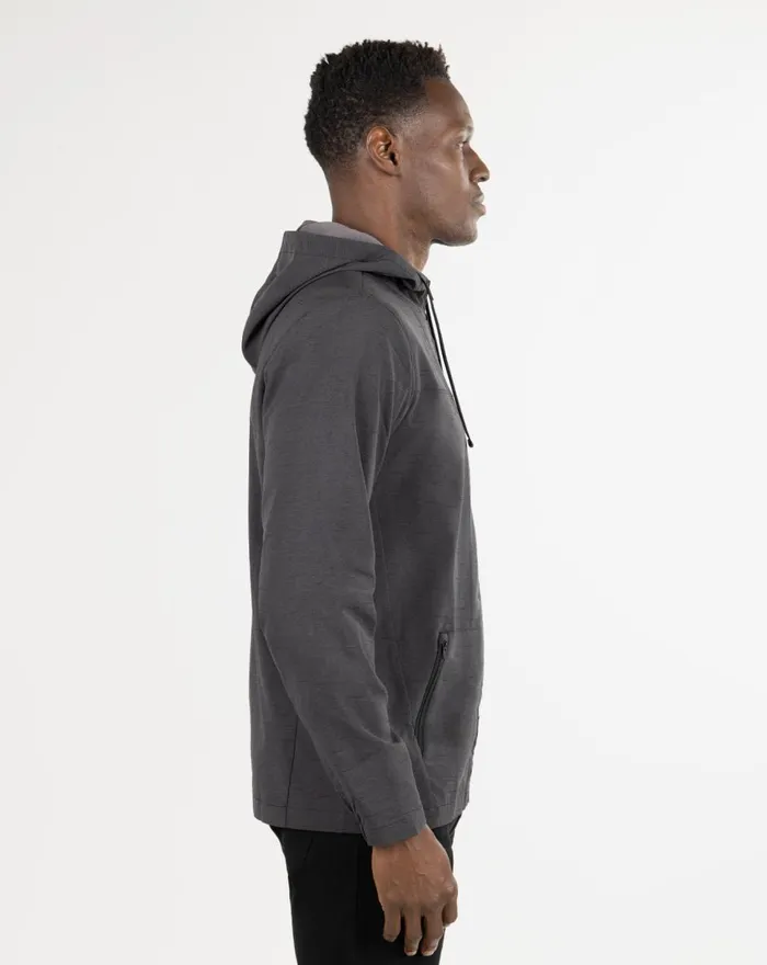 Men Jackets TravisMathew ELEMENT OF SURPRISE FULL ZIP HOODIE Heather Black Men Jackets TravisMathew ELEMENT OF SURPRISE FULL ZIP HOODIE Heather Black