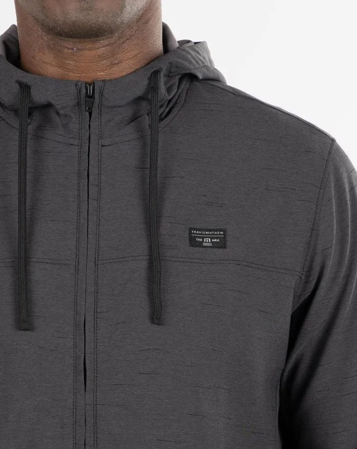 Men Jackets TravisMathew ELEMENT OF SURPRISE FULL ZIP HOODIE Heather Black Men Jackets TravisMathew ELEMENT OF SURPRISE FULL ZIP HOODIE Heather Black