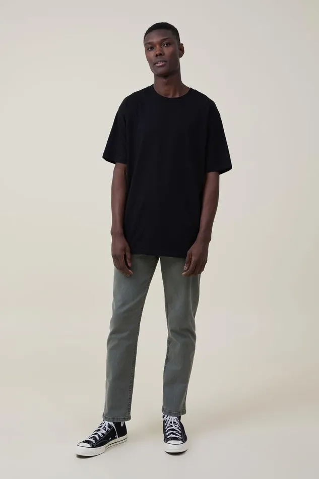 Men Jeans Cotton On Slim Straight Jean Washed Forest Green