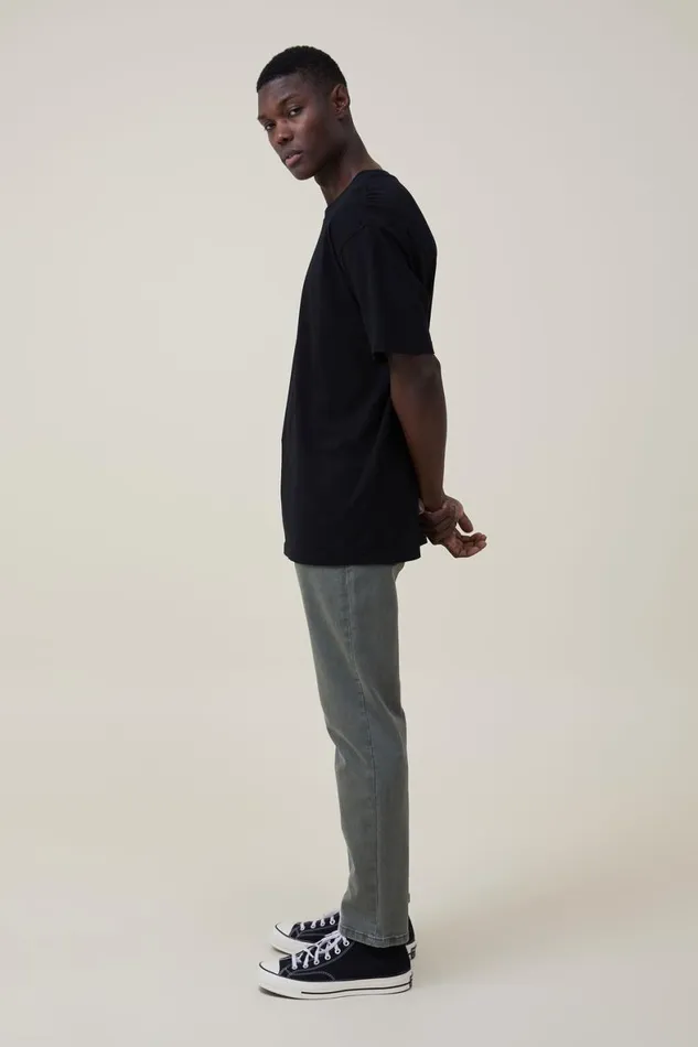Men Jeans Cotton On Slim Straight Jean Washed Forest Green