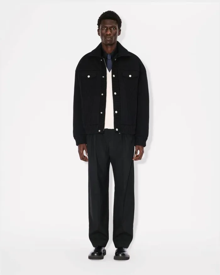 Men Knitted Jacket Black Kenzo Jackets And Coats