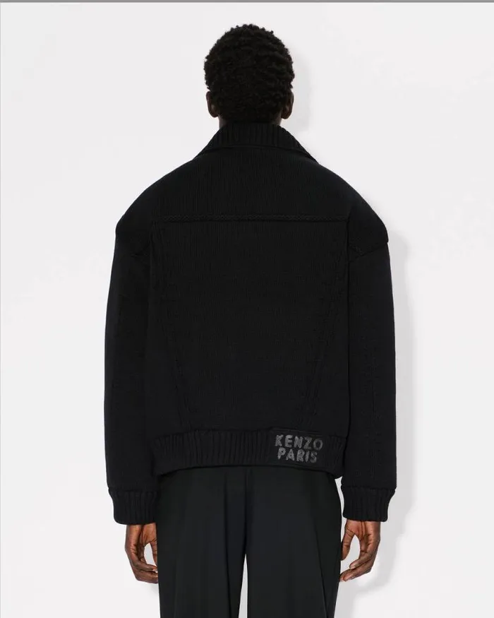 Men Knitted Jacket Black Kenzo Jackets And Coats