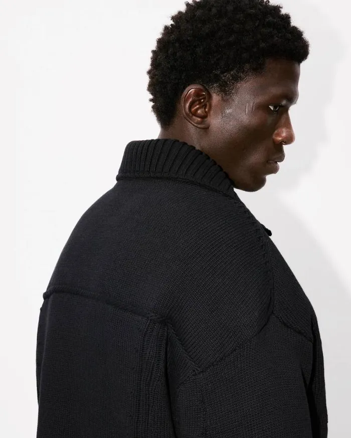 Men Knitted Jacket Black Kenzo Jackets And Coats