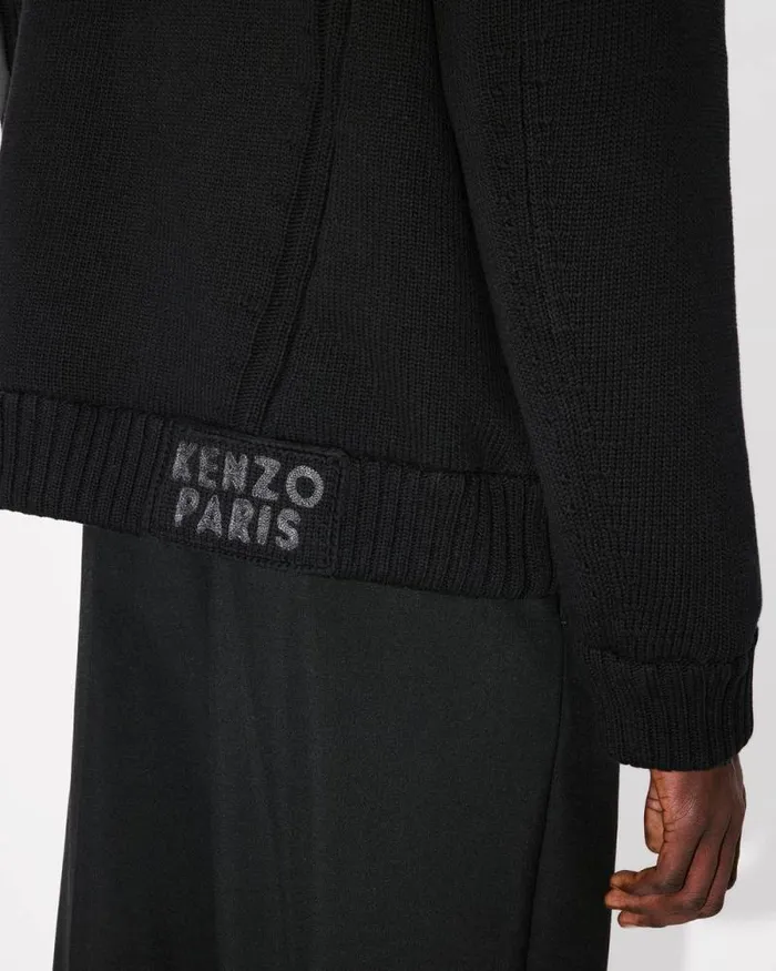 Men Knitted Jacket Black Kenzo Jackets And Coats