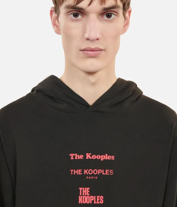Men Longsleeved Black Hooded Locations Serigraphy Tshirt THE KOOPLES Tshirts