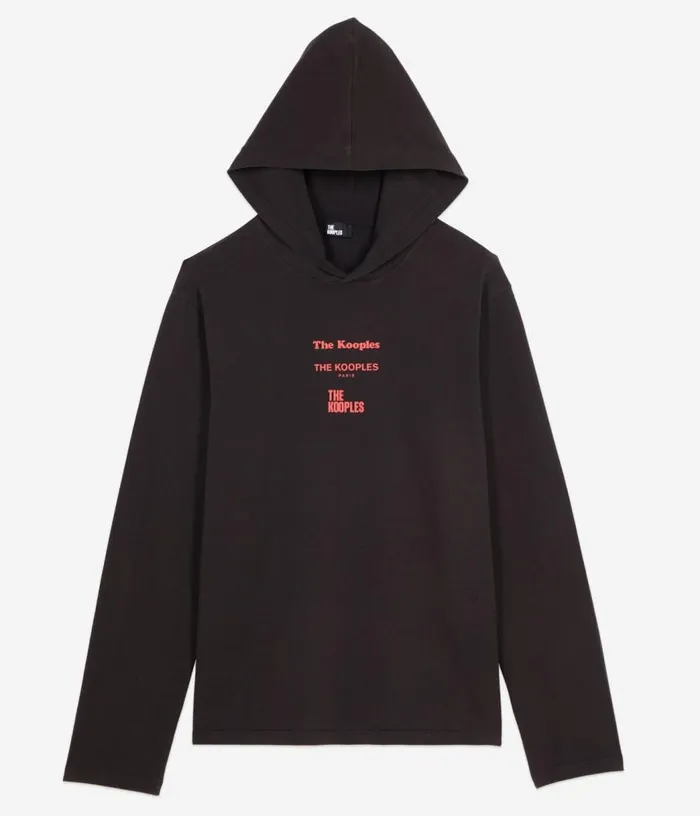 Men Longsleeved Black Hooded Locations Serigraphy Tshirt THE KOOPLES Tshirts