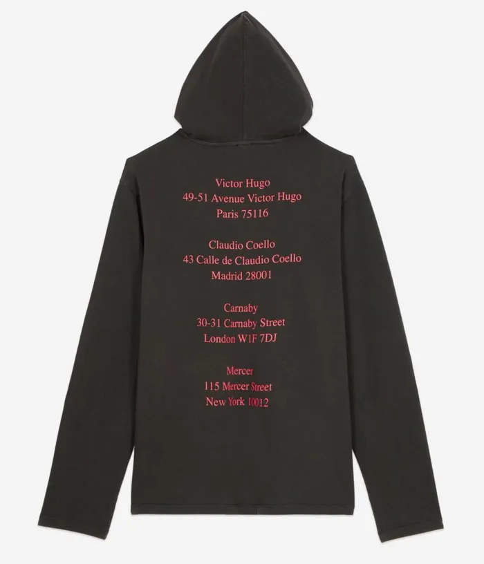 Men Longsleeved Black Hooded Locations Serigraphy Tshirt THE KOOPLES Tshirts
