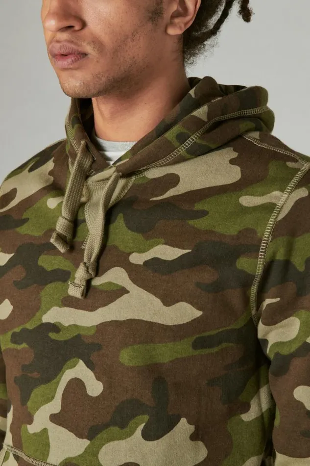 Men Lucky Brand Activewear Cloud Soft Fleece Camo Hoodie Camo army Colors
