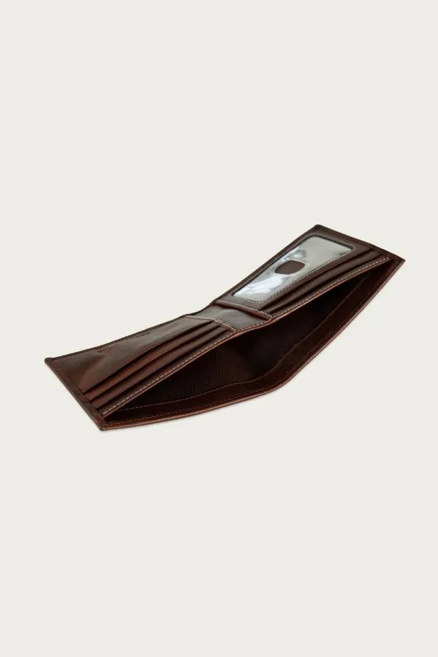 Men Lucky Brand Bags and Wallets Western Embossed Leather Bifold Wallet Dark Brown