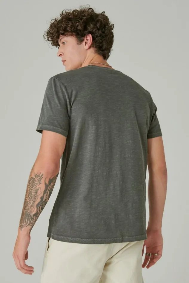 Men Lucky Brand Graphic Tees Broken Wings Records Tee Raven