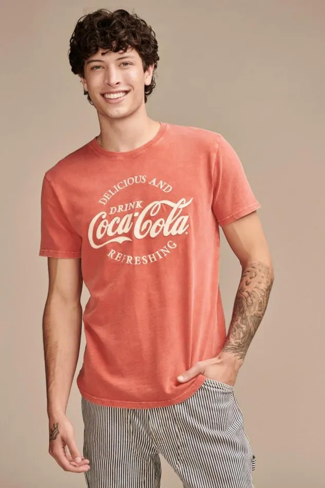 Men Lucky Brand Graphic Tees Cocacola Molten Lava