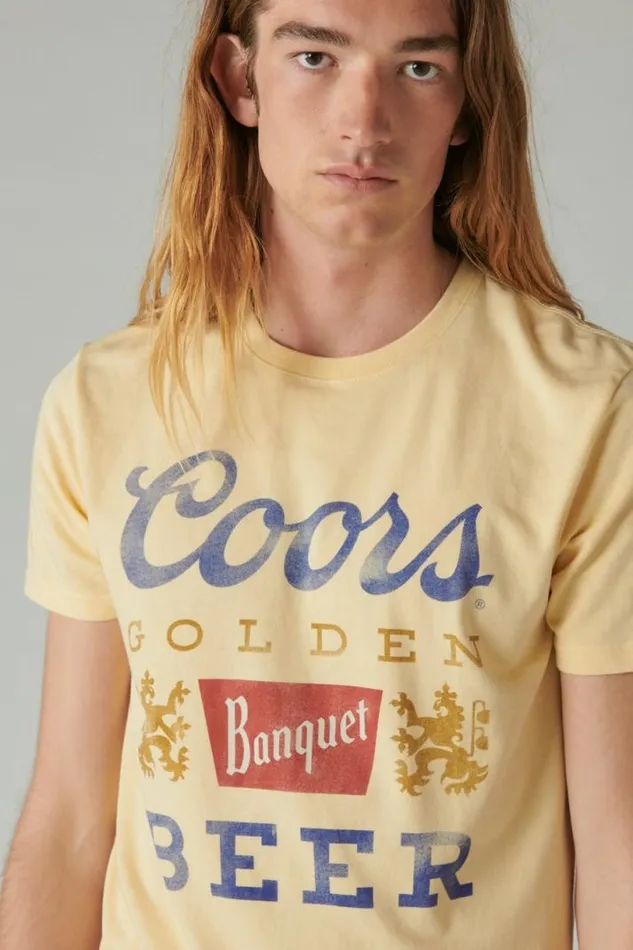 Men Lucky Brand Graphic Tees Coors Label Tee Straw