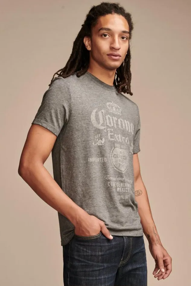 Men Lucky Brand Graphic Tees Corona Extra Jet Black