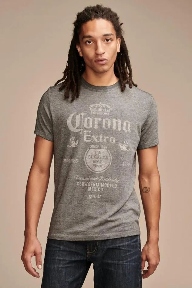 Men Lucky Brand Graphic Tees Corona Extra Jet Black