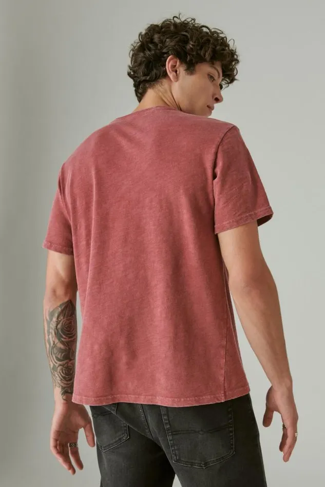 Men Lucky Brand Graphic Tees Holiday Pot Leaf Biking Red