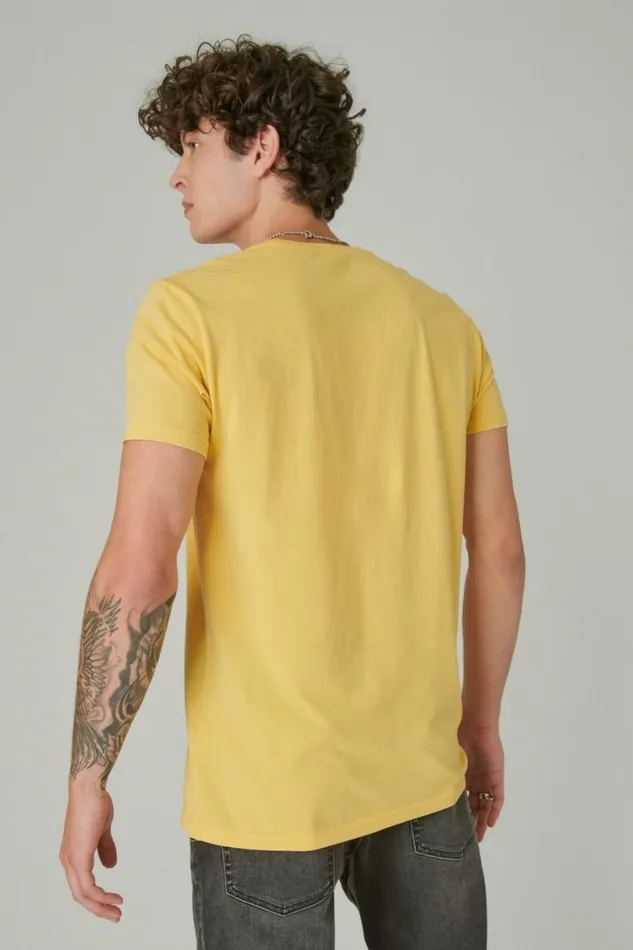 Men Lucky Brand Graphic Tees Jimi Hendrix Photo Misted Yellow