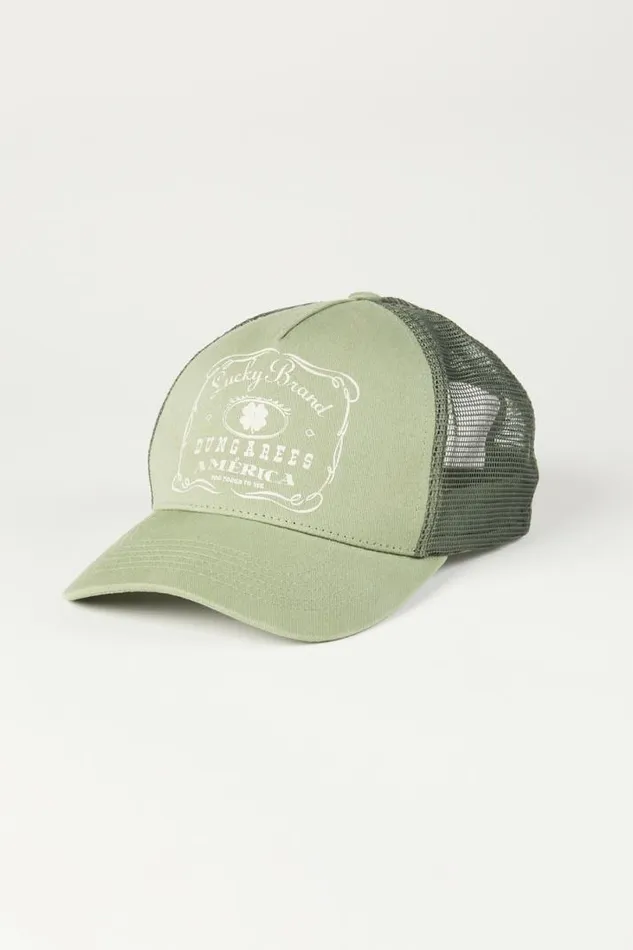 Men Lucky Brand Hats Vintage Trucker Hat Dusty Olive
