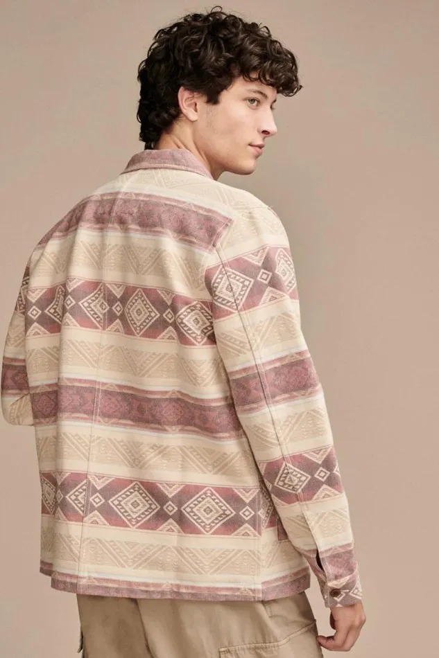 Men Lucky Brand Jackets and Outerwear Blanket Shirt Jacket Natural Red Multi