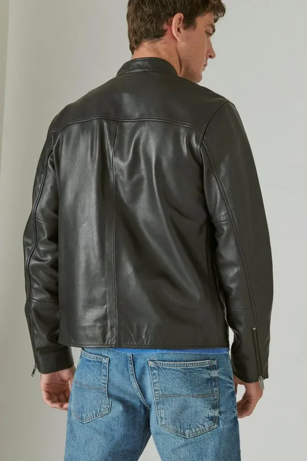 Men Lucky Brand Jackets and Outerwear Clean Leather Bonneville Jacket 001 Black