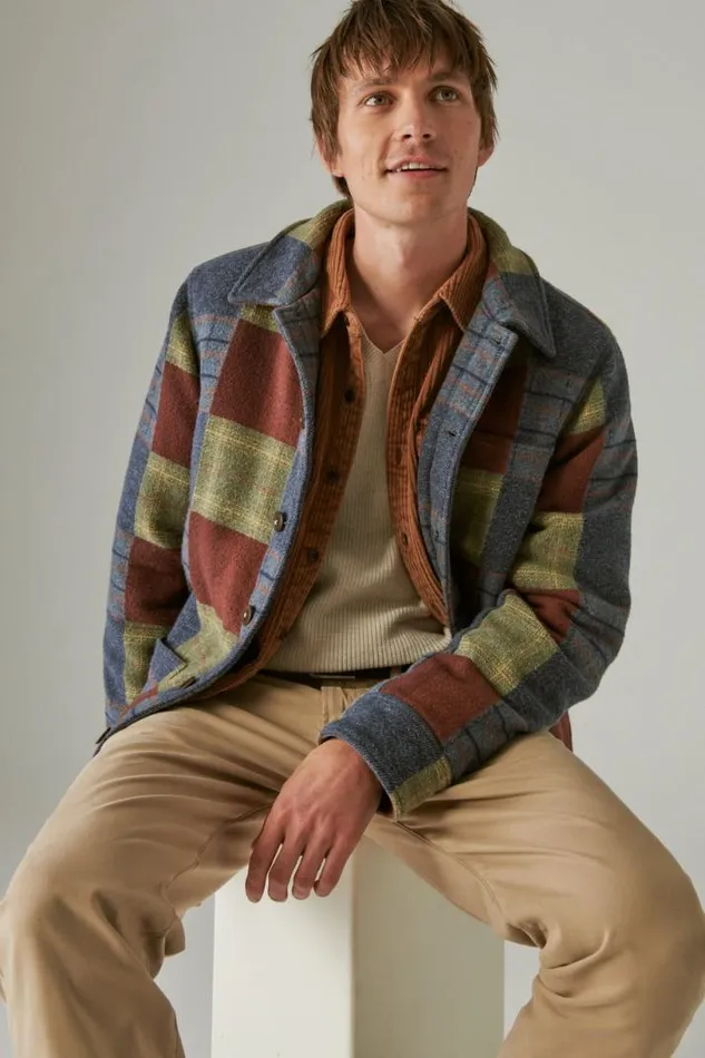 Men Lucky Brand Jackets and Outerwear Patchwork Chore Jacket Patchwork