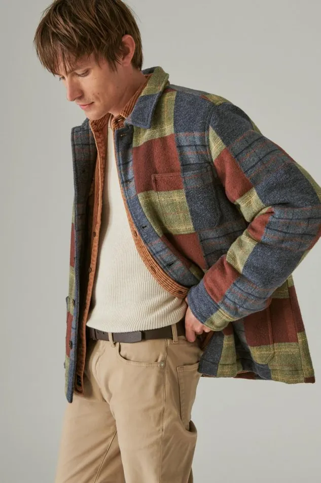 Men Lucky Brand Jackets and Outerwear Patchwork Chore Jacket Patchwork