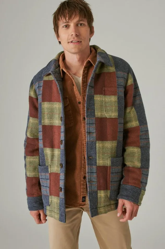 Men Lucky Brand Jackets and Outerwear Patchwork Chore Jacket Patchwork