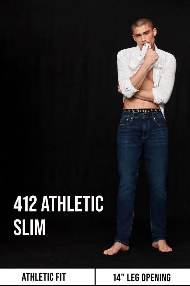 Men Lucky Brand Jeans 412 Athletic Slim Advanced Stretch Jean Fractus