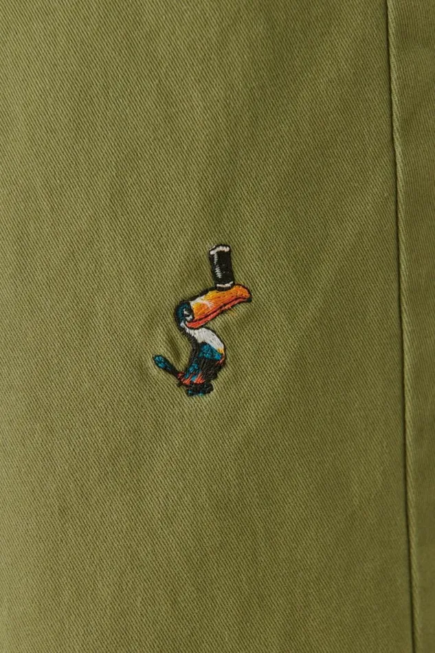 Men Lucky Brand Pants Guinness Embroidered Washed Chino Pant Olive Embroidery