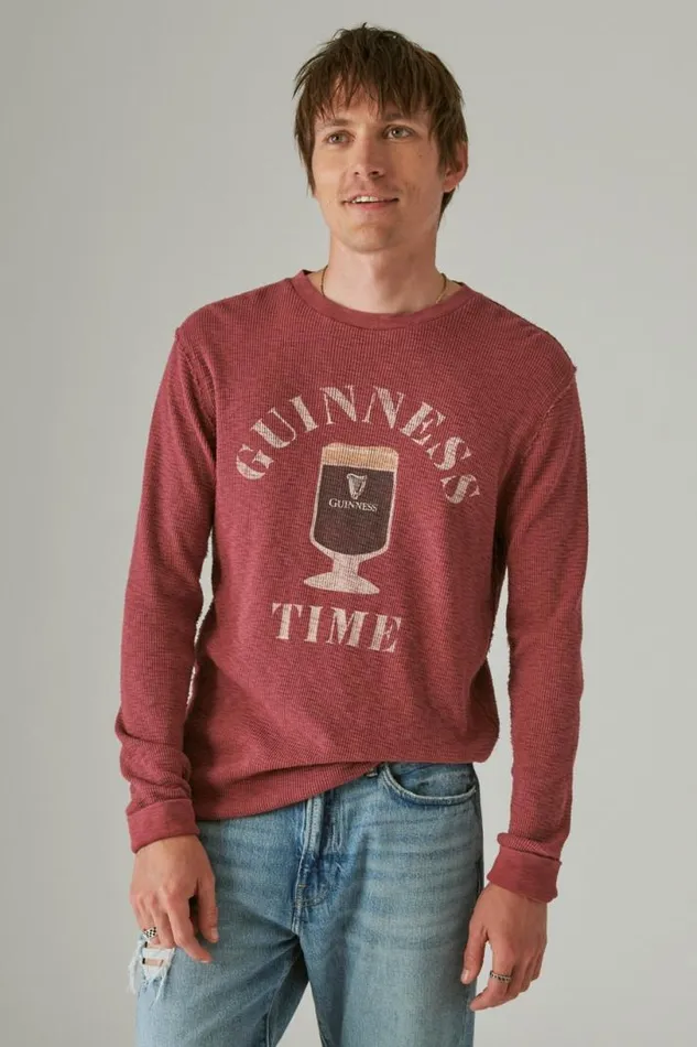 Men Lucky Brand Shirts and Tops Guinness Logo Thermal Cordovan