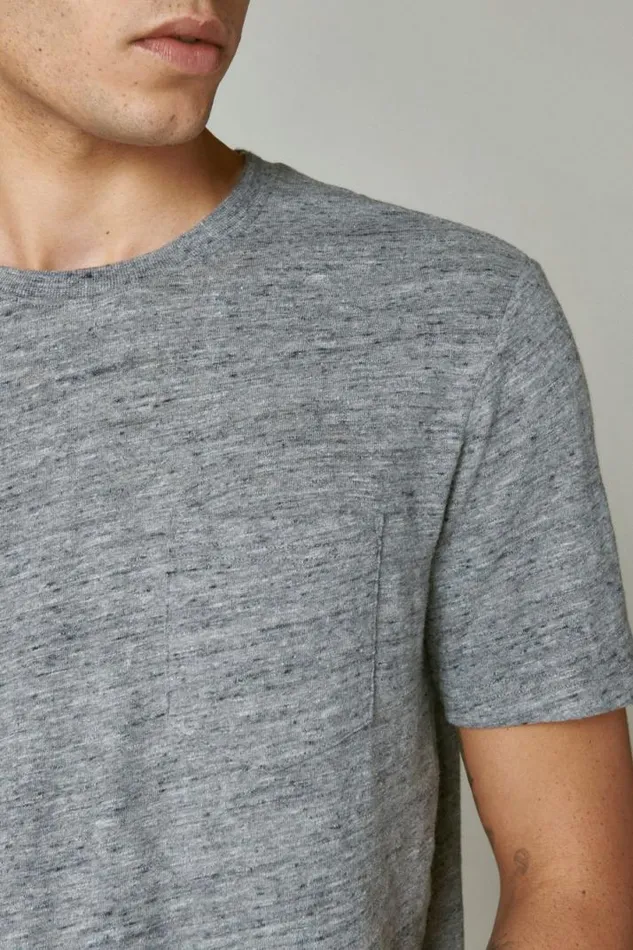 Men Lucky Brand Shirts and Tops Linen Pocket Crew Black Iris