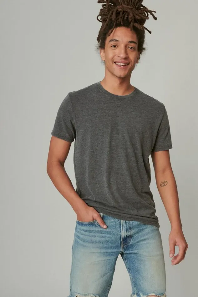 Men Lucky Brand Shirts and Tops Venice Burnout Crew Neck Tee Jet Black