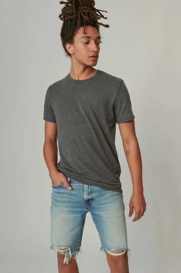 Men Lucky Brand Shirts and Tops Venice Burnout Crew Neck Tee Jet Black