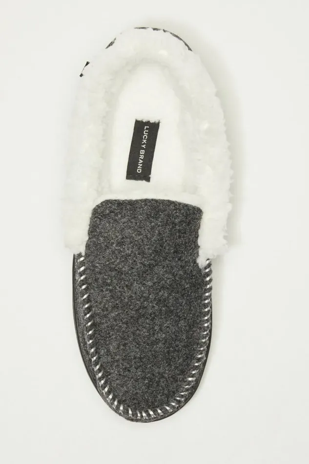 Men Lucky Brand Shoes Faux Wool Sherpa Lined Slipper Multi