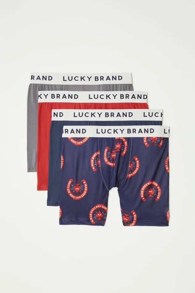 Men Lucky Brand Underwear and Sleepwear 4 Pack Essential Soft Boxer Briefs Multi