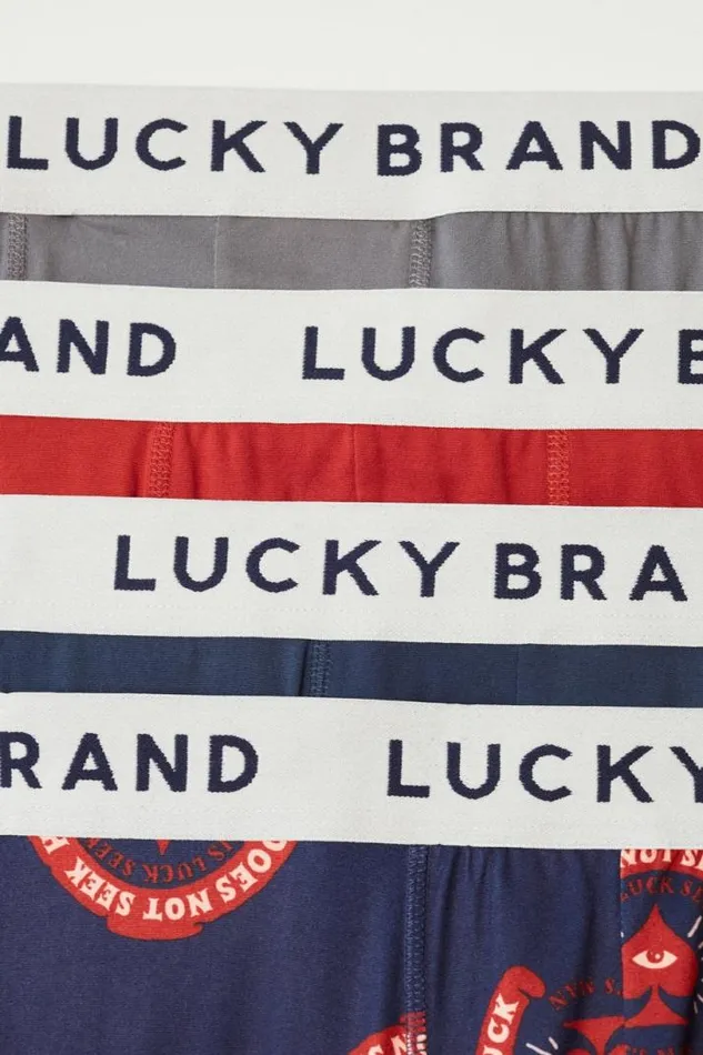 Men Lucky Brand Underwear and Sleepwear 4 Pack Essential Soft Boxer Briefs Multi