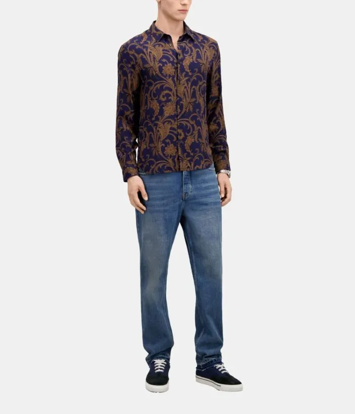 Men Navy And Brown Printed Long Sleeve Shirt THE KOOPLES Shirts