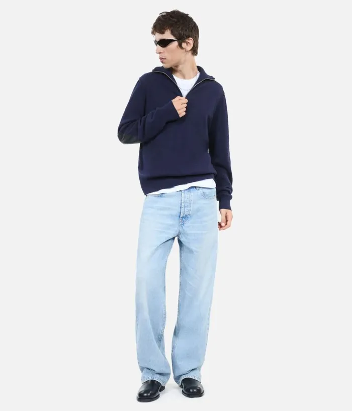 Men Navy Blue Wool Sweater THE KOOPLES Sweaters