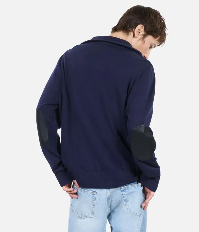 Men Navy Blue Wool Sweater THE KOOPLES Sweaters