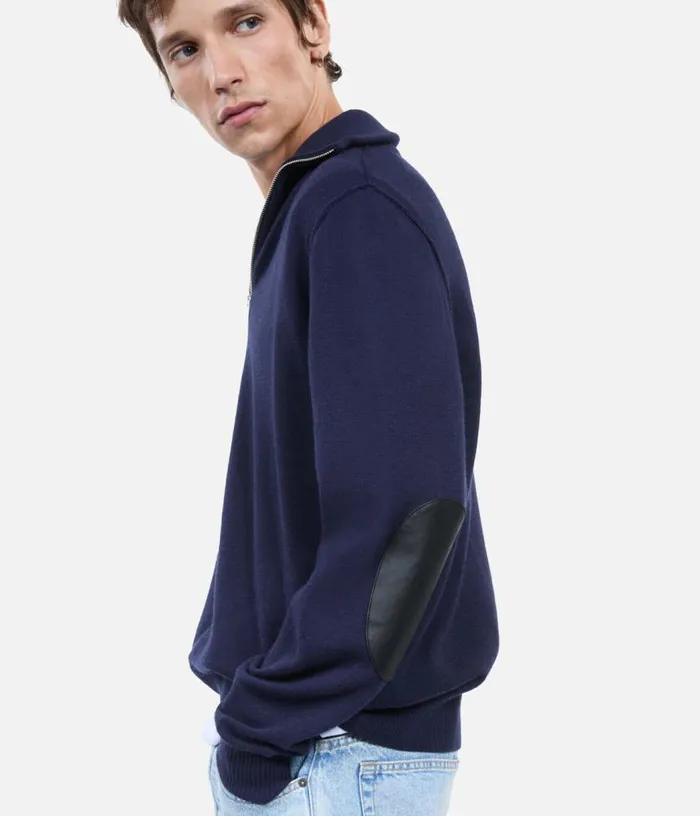 Men Navy Blue Wool Sweater THE KOOPLES Sweaters