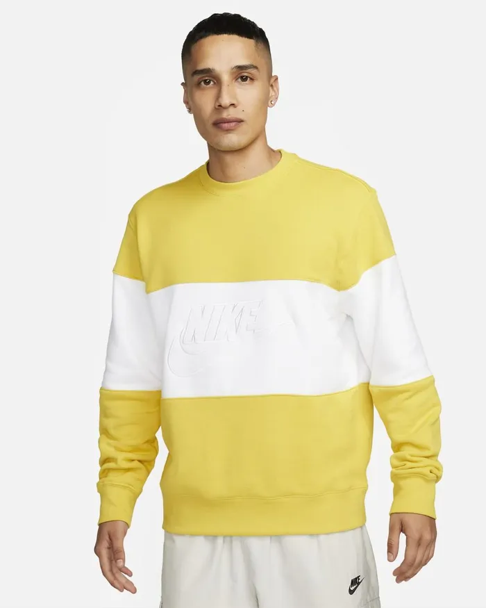 Men Nike Hoodies And Sweatshirts Club Vivid Sulphurwhite