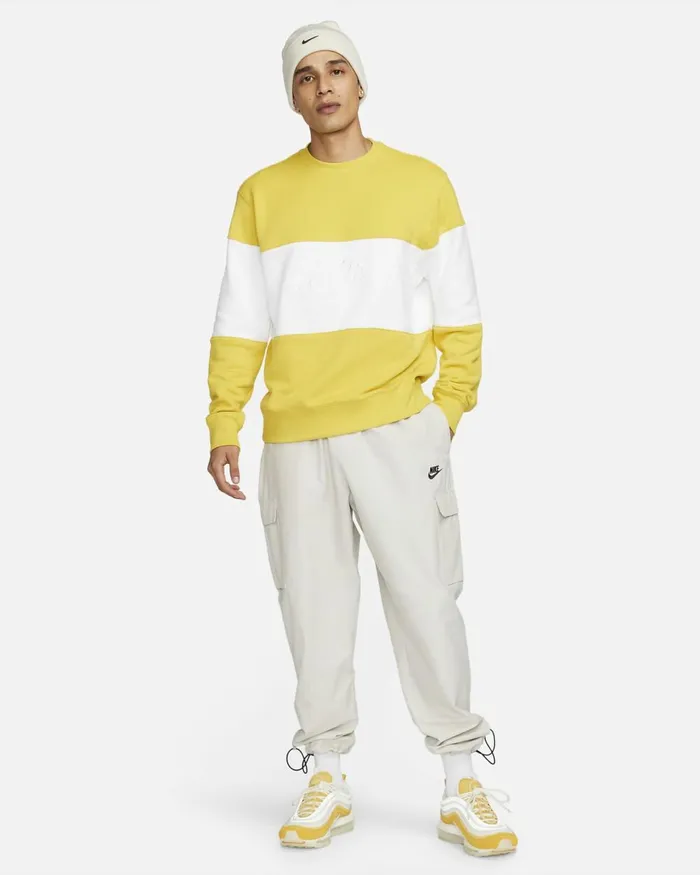 Men Nike Hoodies And Sweatshirts Club Vivid Sulphurwhite