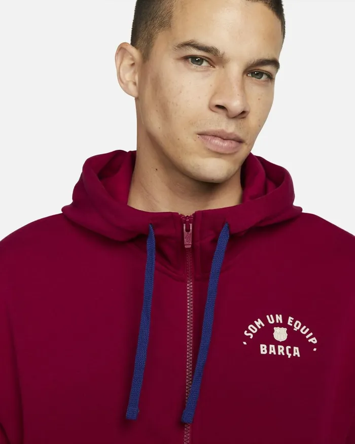 Men Nike Hoodies And Sweatshirts FC Barcelona Noble Reddeep Royal Bluepale Ivory