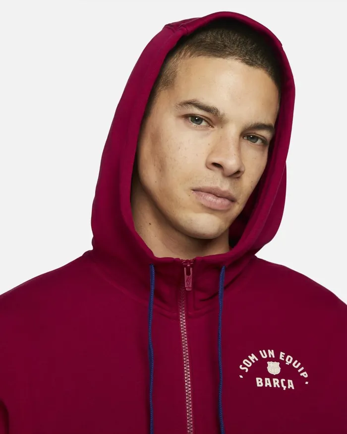 Men Nike Hoodies And Sweatshirts FC Barcelona Noble Reddeep Royal Bluepale Ivory