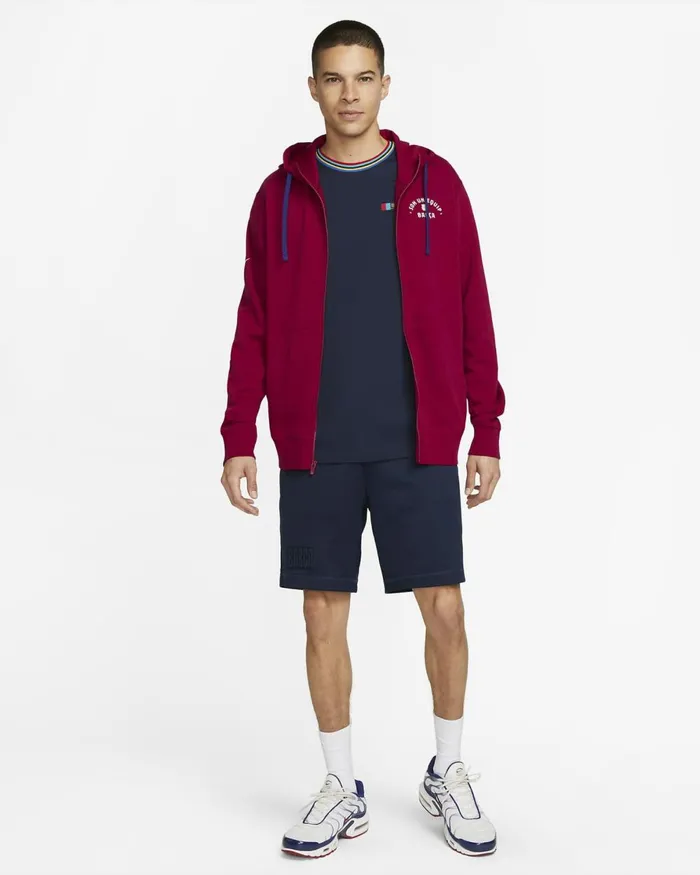 Men Nike Hoodies And Sweatshirts FC Barcelona Noble Reddeep Royal Bluepale Ivory