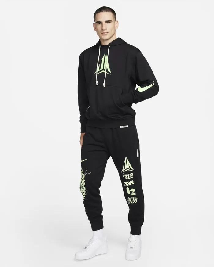 Men Nike Hoodies And Sweatshirts Ja Standard Issue Blacklime Blast