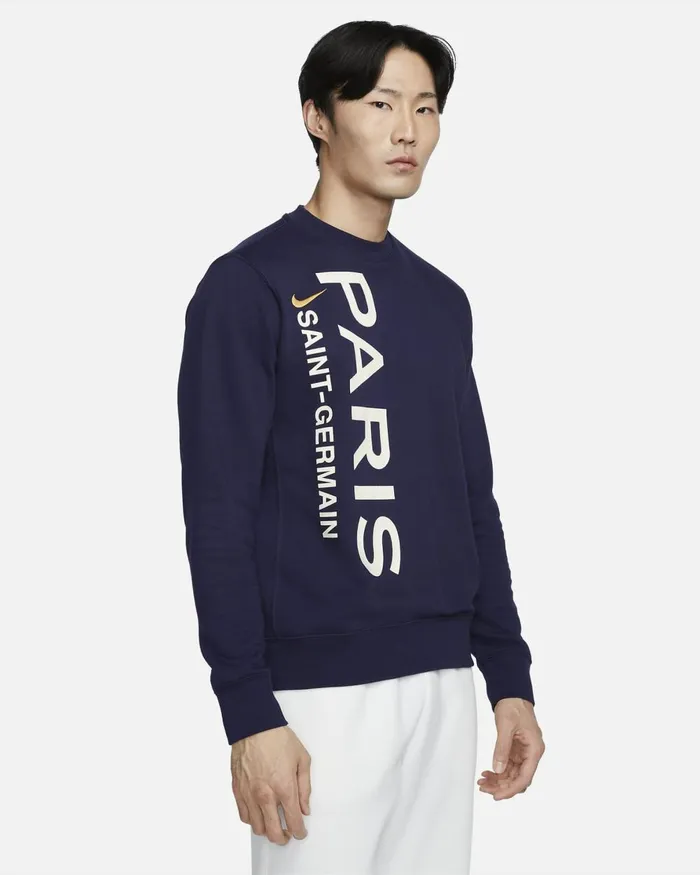 Men Nike Hoodies And Sweatshirts Paris SaintGermain Club Blackened Bluegold Suede