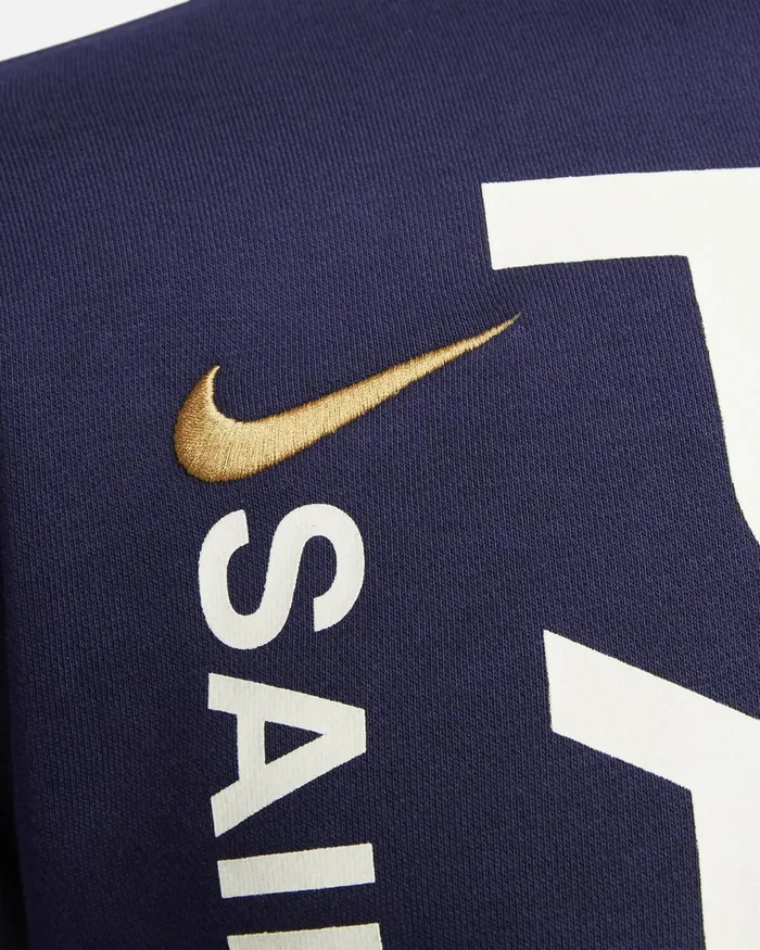 Men Nike Hoodies And Sweatshirts Paris SaintGermain Club Blackened Bluegold Suede