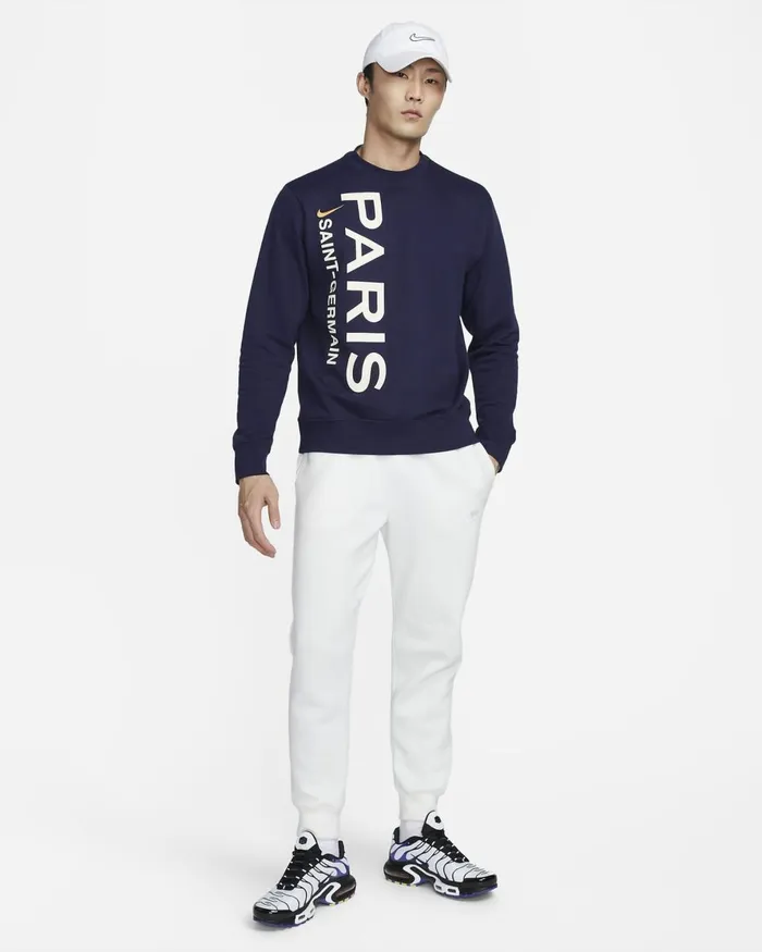 Men Nike Hoodies And Sweatshirts Paris SaintGermain Club Blackened Bluegold Suede