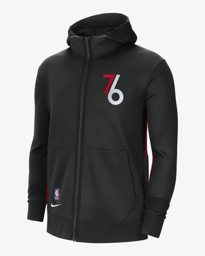 Men Nike Hoodies And Sweatshirts Philadelphia 76ers Showtime City Edition Blackwhite