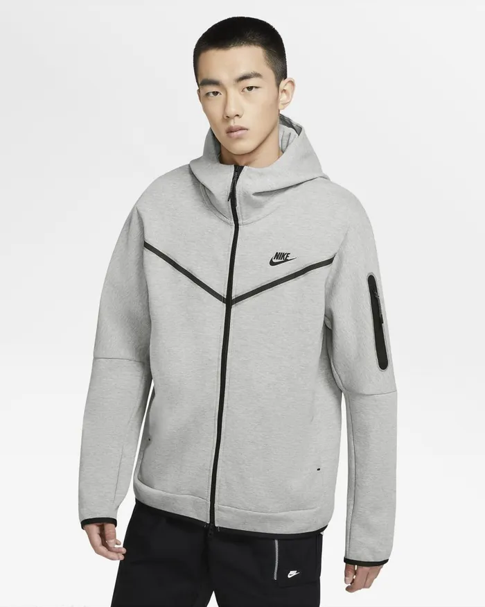 Men Nike Hoodies And Sweatshirts Sportswear Tech Fleece Dark Grey Heatherblack